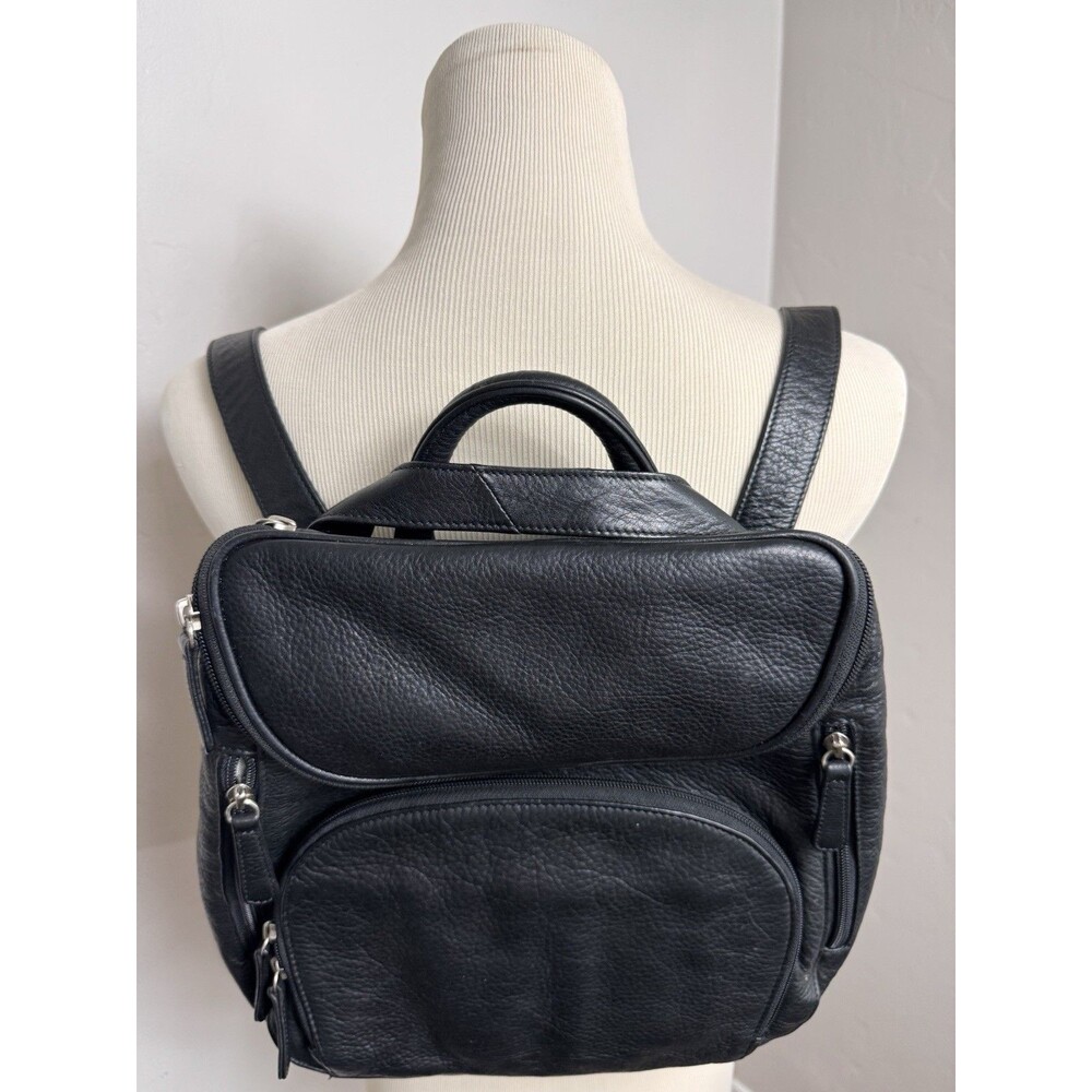 Osgoode Marley Soft  Black Pebble Leather Convertible Backpack Organizer - Picture 2 of 16
